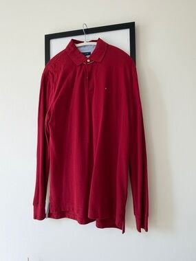 Tommy Hilfiger Men's Long-Sleeve Polo in Red
